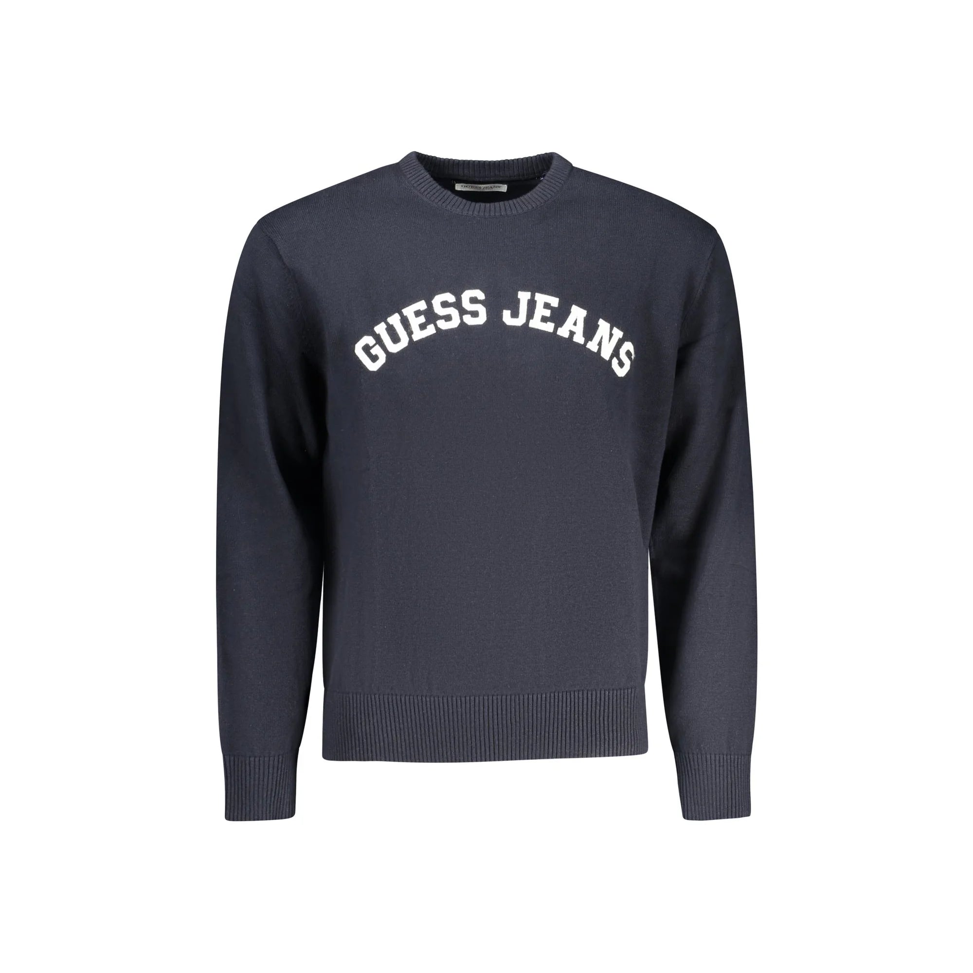Guess Jeans Maglia Uomo Blu Girocollo Maniche Lunghe Logo Maglie - foto prodotto